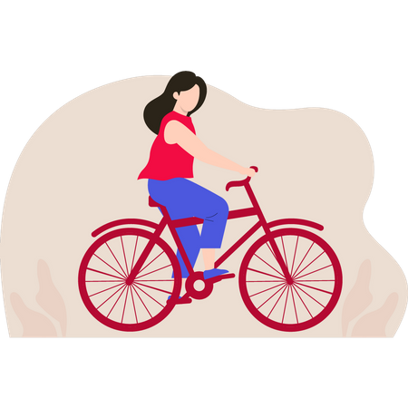Woman Cycling in Park Illustration