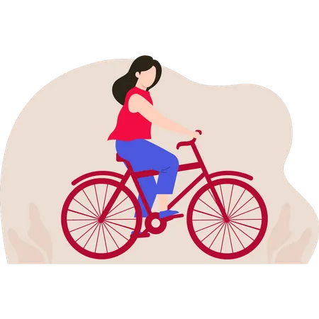 Woman Cycling in Park  Illustration