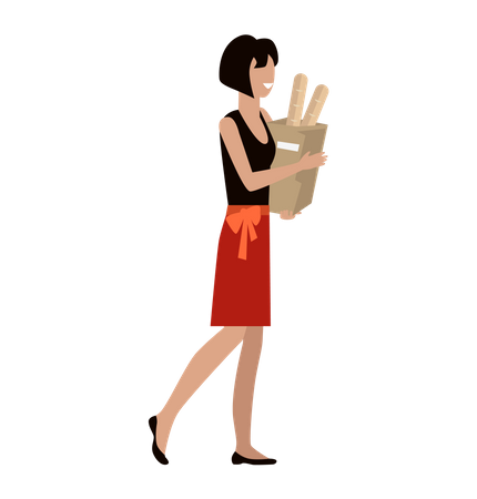 Woman Daily Shopping  Illustration