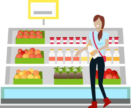 Woman Daily Shopping  Illustration