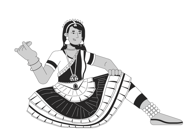 Woman dancer bharatanatyam on Deepavali  Illustration