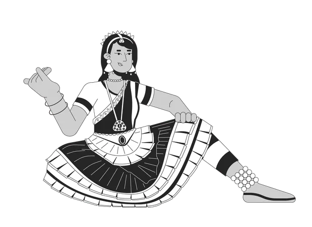 Woman dancer bharatanatyam on Deepavali  Illustration