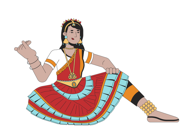 Woman dancer bharatanatyam on Deepavali  Illustration