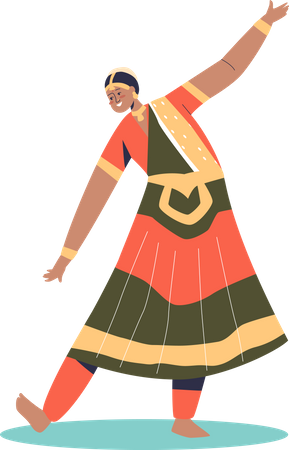 Woman dancer wearing traditional Indian clothes  Illustration