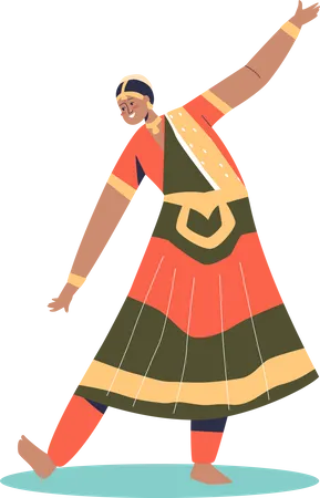 Woman dancer wearing traditional Indian clothes  Illustration