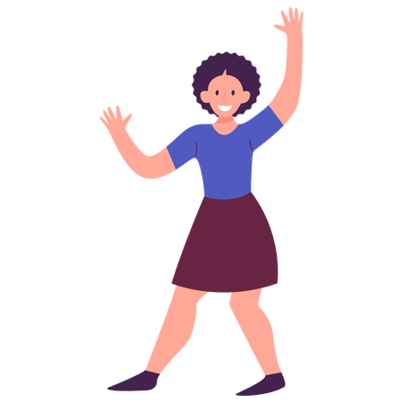 Woman dances in birthday party  Illustration