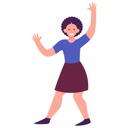 Woman dances in birthday party  Illustration