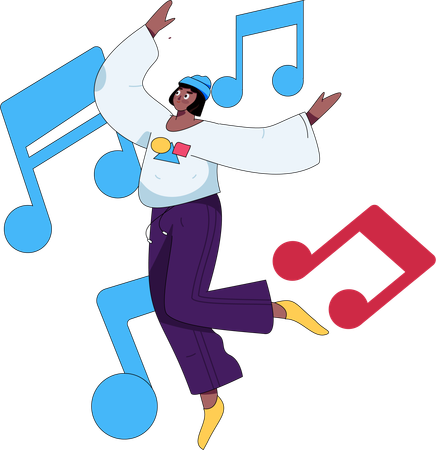 Woman dances on party song  Illustration