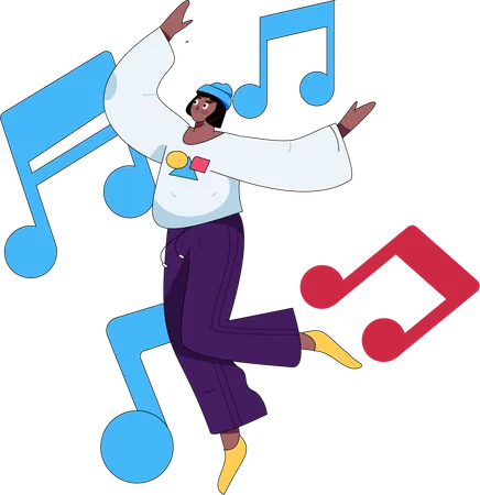 Woman dances on party song  Illustration