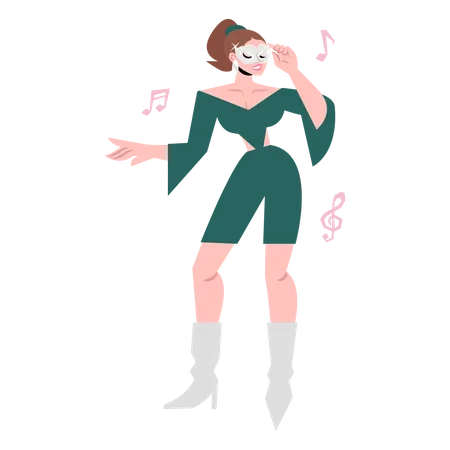 Woman Dancing Vector Illustration In Flat Color Design Illustration
