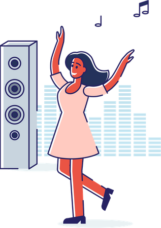 Woman dancing and enjoying music  Illustration