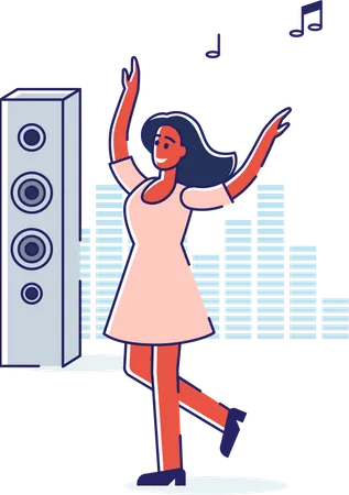 Woman dancing and enjoying music  Illustration