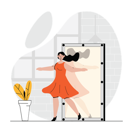 Woman dancing at home  Illustration