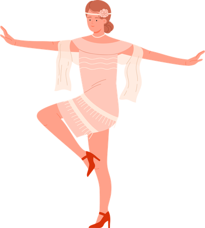 Woman Dancing in Charleston Party  Illustration