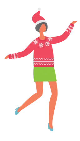 Woman dancing in Christmas party  Illustration