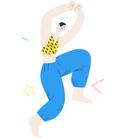 Woman dancing in happiness Illustration