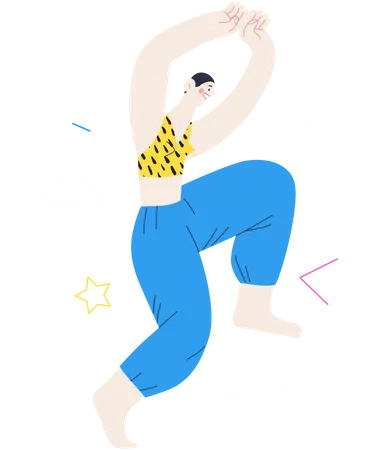 Woman dancing in happiness  イラスト