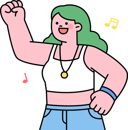 Woman dancing in music party  Illustration