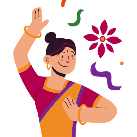 Woman dancing on Indian republic day Illustration