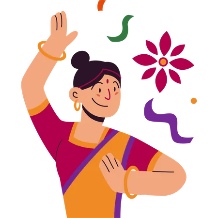 Woman dancing on Indian republic day  Illustration