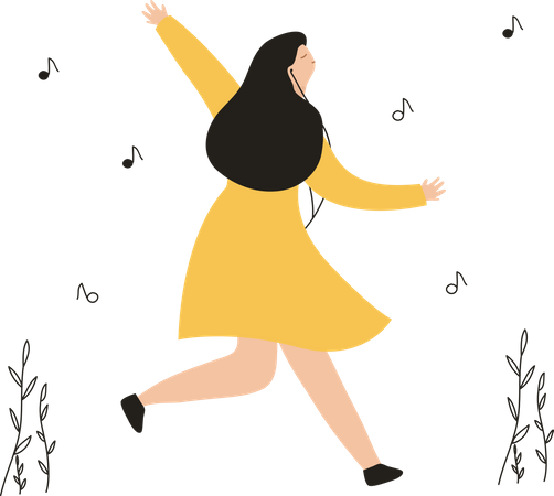Woman dancing while listening music Illustration