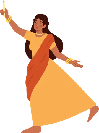 Woman dancing With Candle  Illustration