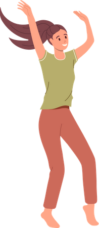 Woman dancing with raised hands Illustration