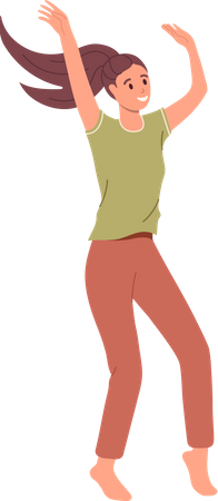 Woman dancing with raised hands  Illustration