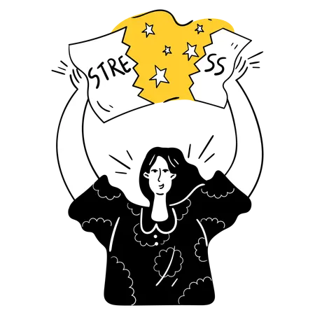 Woman Dealing with Stress  Illustration