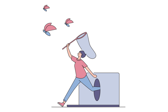 Woman debugging bugs from website  Illustration