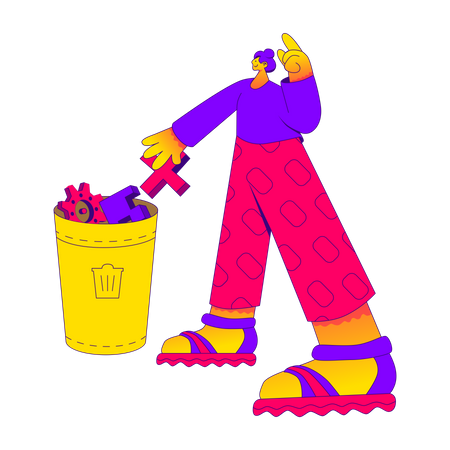 Woman deleting items  Illustration