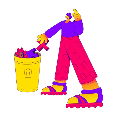 Woman deleting items  Illustration