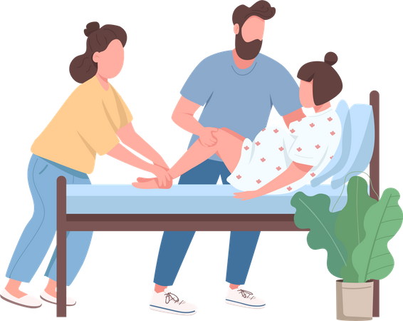 Woman deliver baby  Illustration