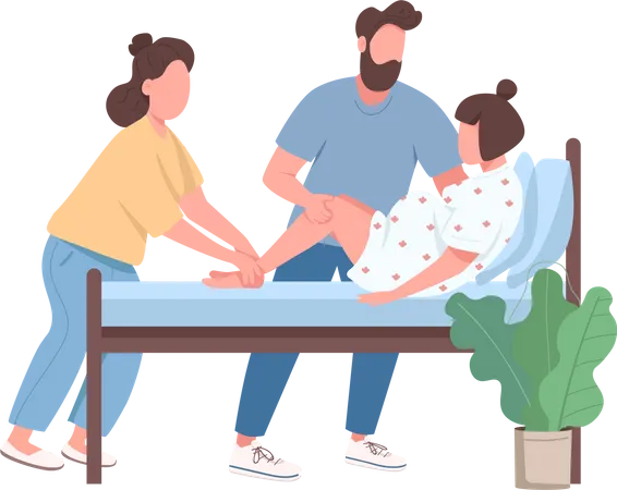 Woman deliver baby  Illustration