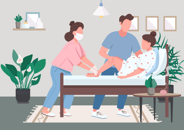 Woman delivering baby  Illustration