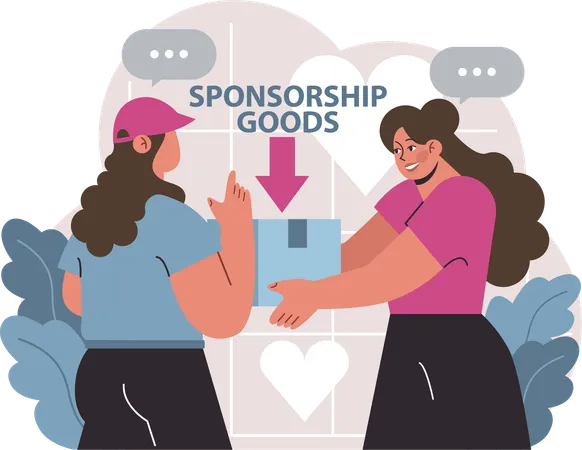 Woman delivers sponsorship goods  Illustration