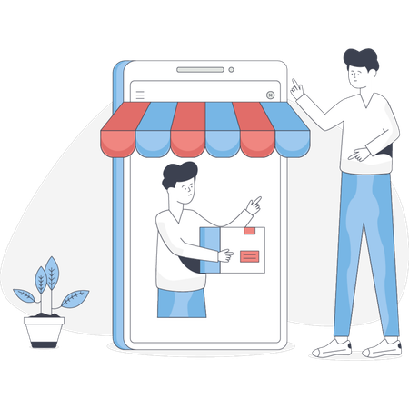 Woman delivery through smartphone  Illustration
