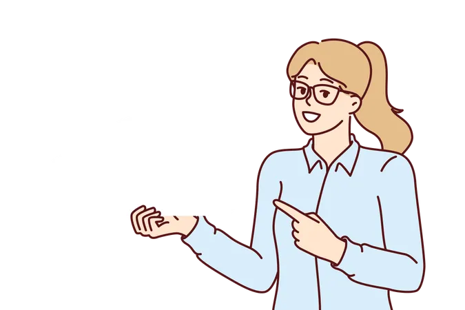 Woman demonstrates cloud services  Illustration