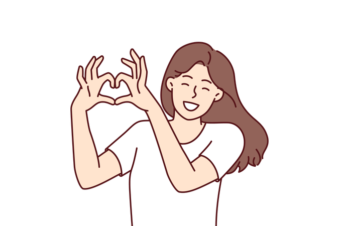 Woman demonstrates gesture of heart  Illustration