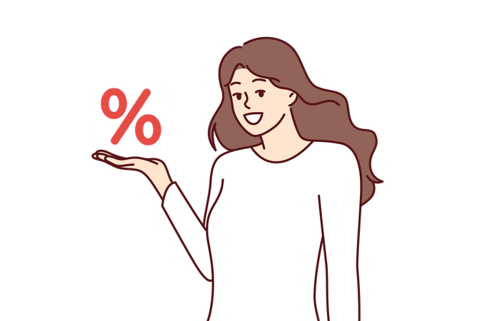 Woman demonstrates percentage sign  イラスト