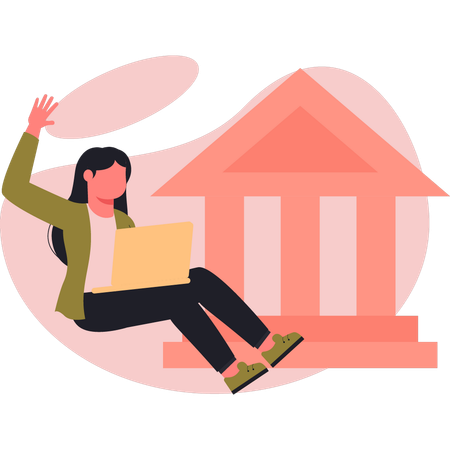 Woman deposit money in bank  Illustration