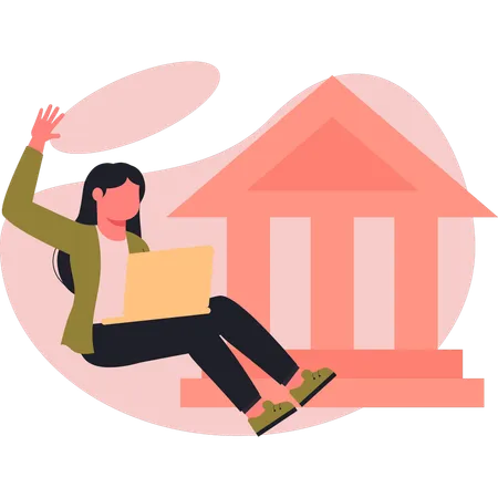 Woman deposit money in bank  Illustration