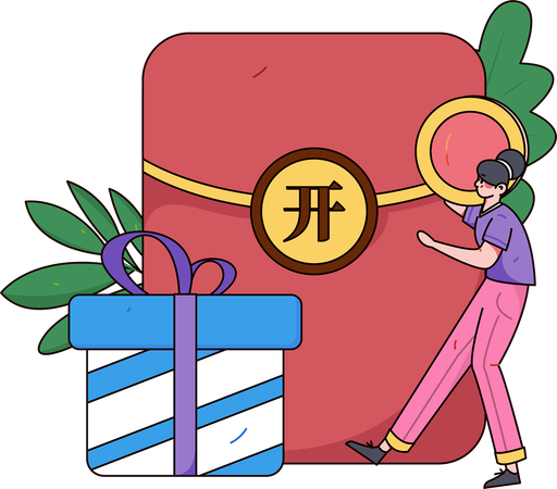 Woman depositing currency coin in YEN wallet  Illustration