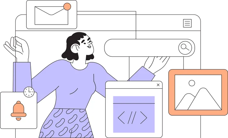 Woman Designer working on web UI  Illustration
