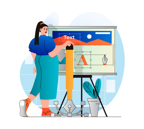Woman designer working on website layout  Illustration