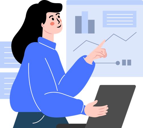 Woman designing infographics  Illustration