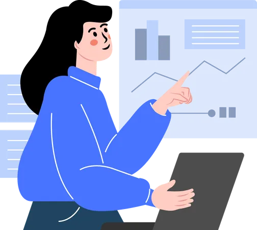 Woman designing infographics  Illustration