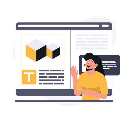 Woman designing online website  Illustration