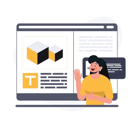 Woman designing online website  Illustration