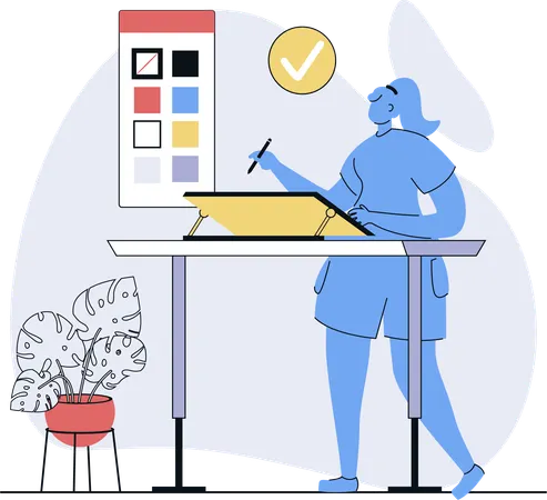 Woman designs software for client  Illustration